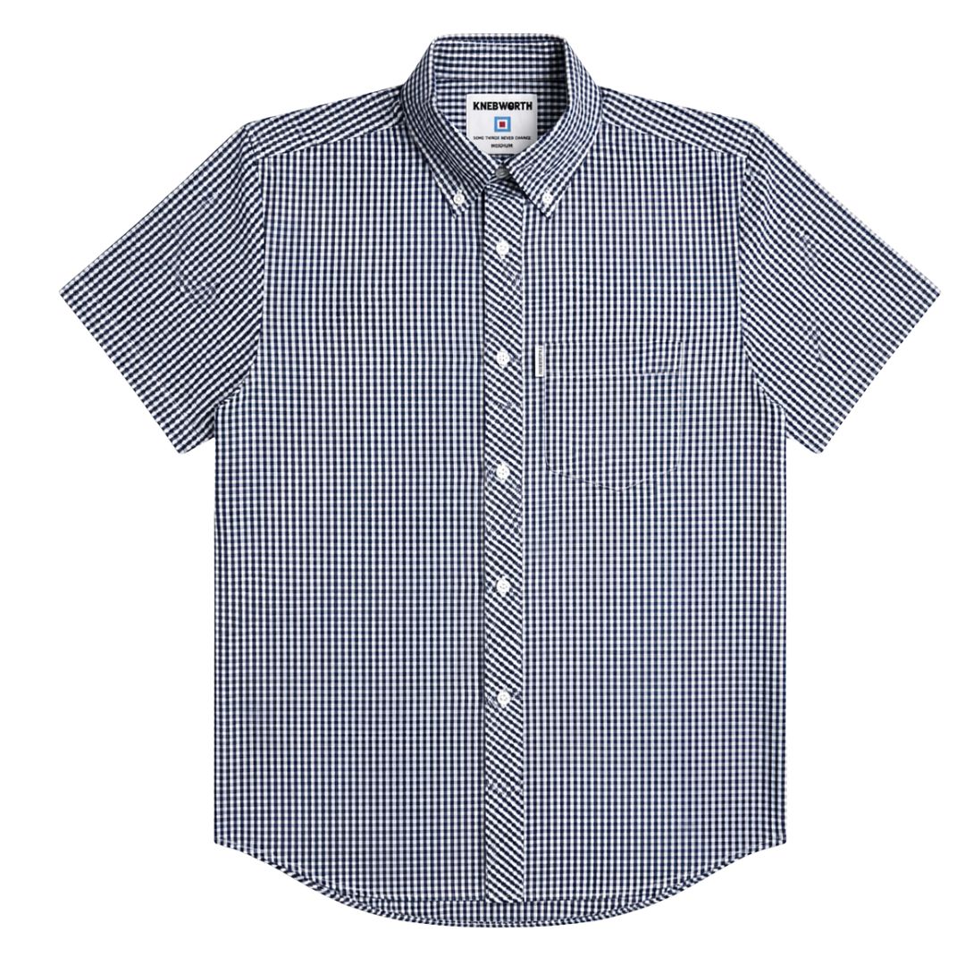 Gingham Short Sleeve Shirt in Navy