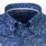 Long Sleeve Blue Paisley- Slim Fit