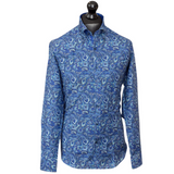 Long Sleeve Blue Paisley- Slim Fit