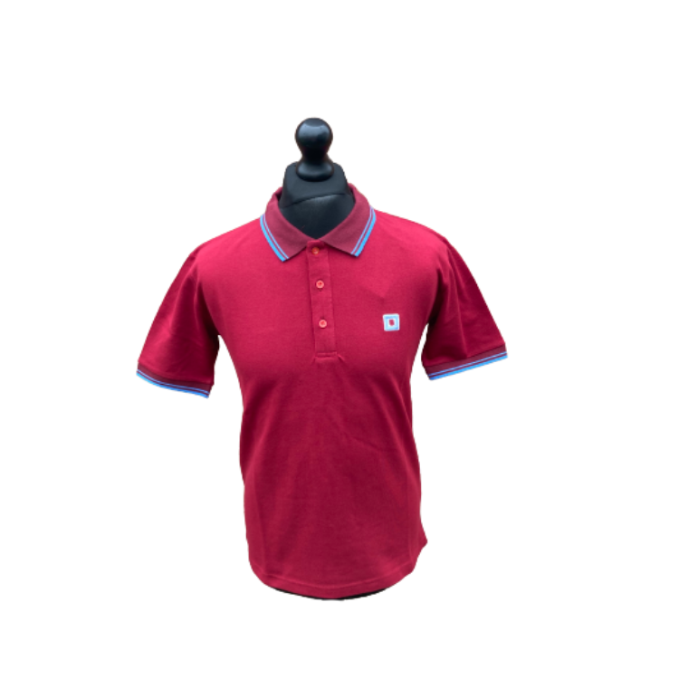 Tipped Polo - Burgundy/Sky -