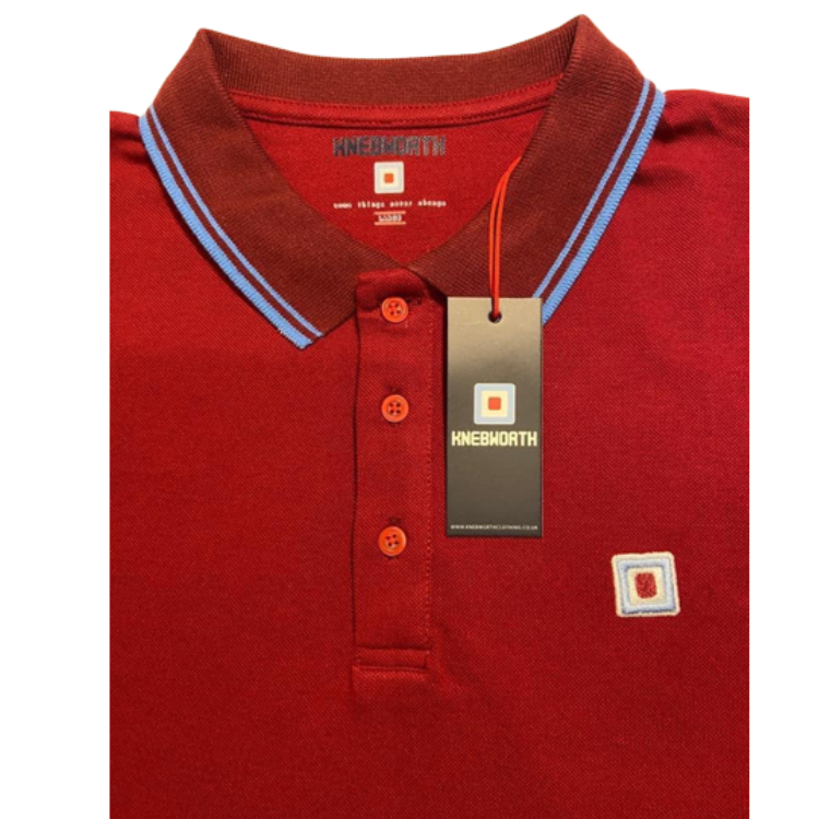 Tipped Polo - Burgundy/Sky -
