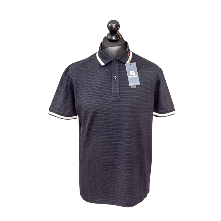 Knebworth Luxury Waffle Body Tipped Polo Shirt with Ribbed Sleeve