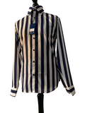 Knebworth's Navy and White Striped Long Sleeve ShirtShirt