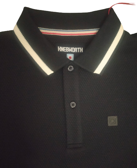 Knebworth Luxury Waffle Body Tipped Polo Shirt with Ribbed Sleeve